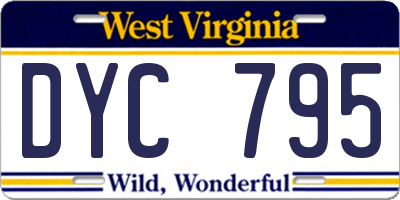 WV license plate DYC795