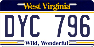 WV license plate DYC796