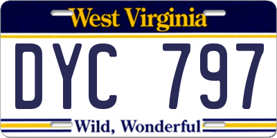 WV license plate DYC797