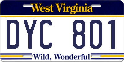 WV license plate DYC801