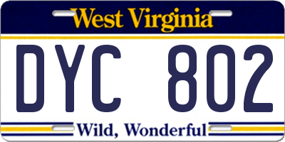 WV license plate DYC802