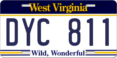 WV license plate DYC811