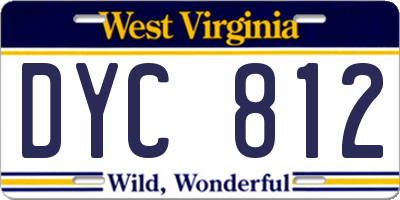 WV license plate DYC812