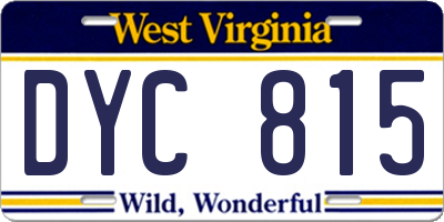 WV license plate DYC815