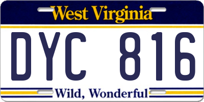 WV license plate DYC816