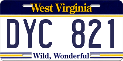 WV license plate DYC821