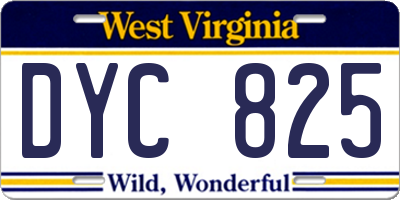 WV license plate DYC825
