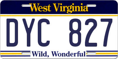 WV license plate DYC827