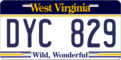 WV license plate DYC829