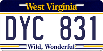 WV license plate DYC831
