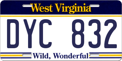 WV license plate DYC832