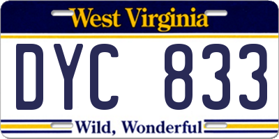 WV license plate DYC833