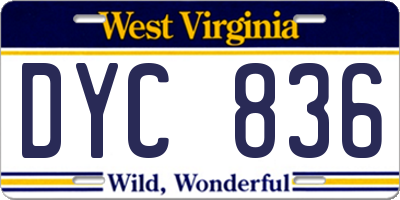 WV license plate DYC836