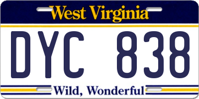 WV license plate DYC838