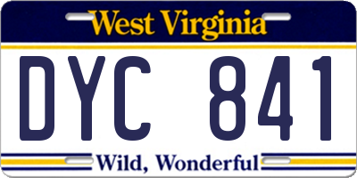 WV license plate DYC841