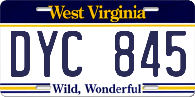 WV license plate DYC845