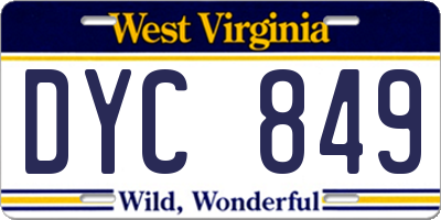 WV license plate DYC849