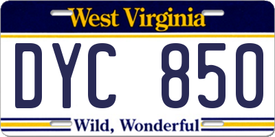 WV license plate DYC850