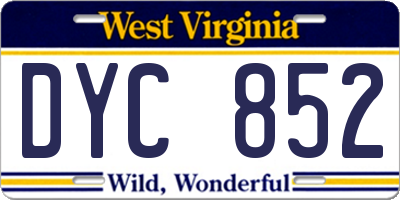 WV license plate DYC852