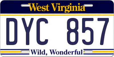 WV license plate DYC857