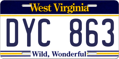 WV license plate DYC863
