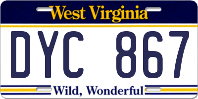 WV license plate DYC867
