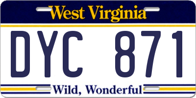 WV license plate DYC871