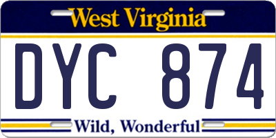 WV license plate DYC874