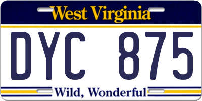 WV license plate DYC875