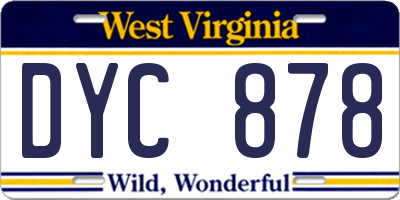 WV license plate DYC878