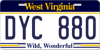 WV license plate DYC880