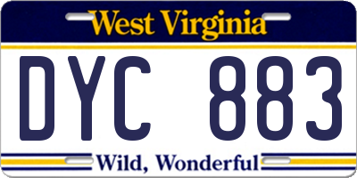 WV license plate DYC883