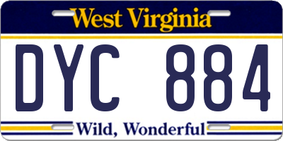 WV license plate DYC884