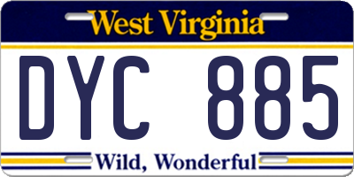 WV license plate DYC885