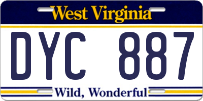 WV license plate DYC887