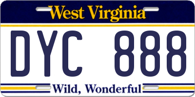 WV license plate DYC888