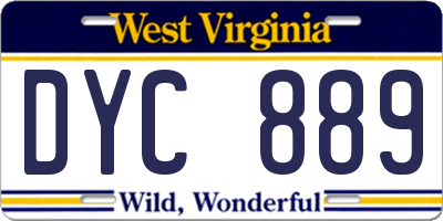 WV license plate DYC889