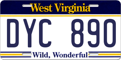 WV license plate DYC890