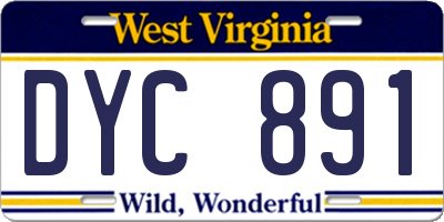 WV license plate DYC891