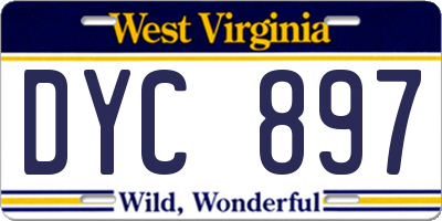 WV license plate DYC897