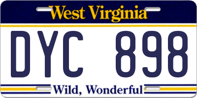 WV license plate DYC898