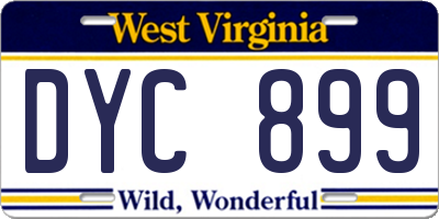 WV license plate DYC899