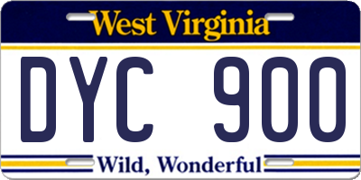 WV license plate DYC900