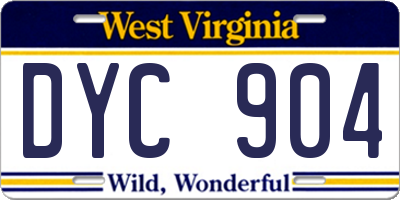 WV license plate DYC904