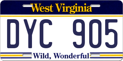 WV license plate DYC905
