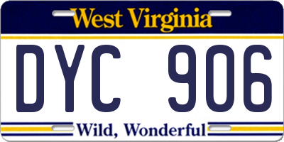 WV license plate DYC906