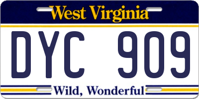WV license plate DYC909