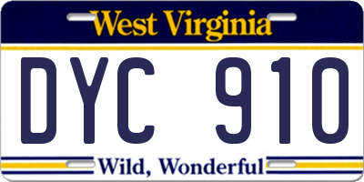 WV license plate DYC910
