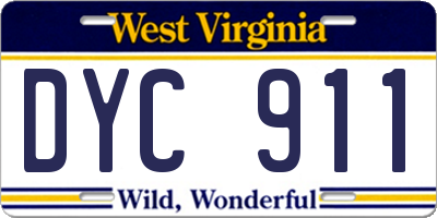 WV license plate DYC911
