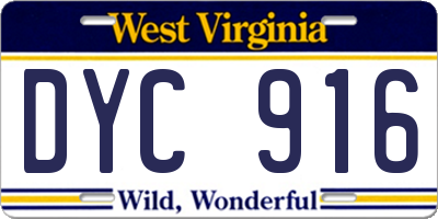 WV license plate DYC916